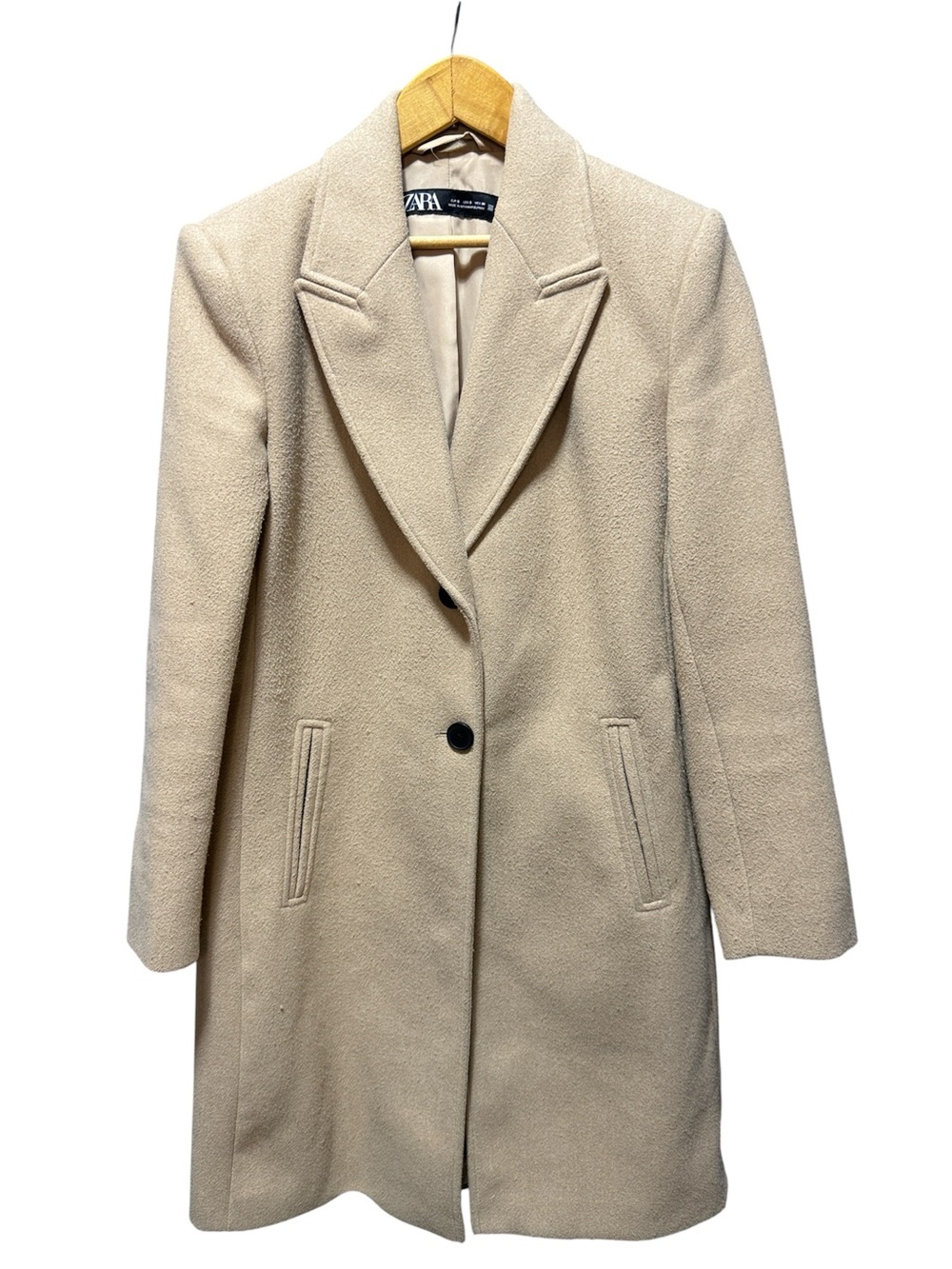Zara Beige Single-Button Coat